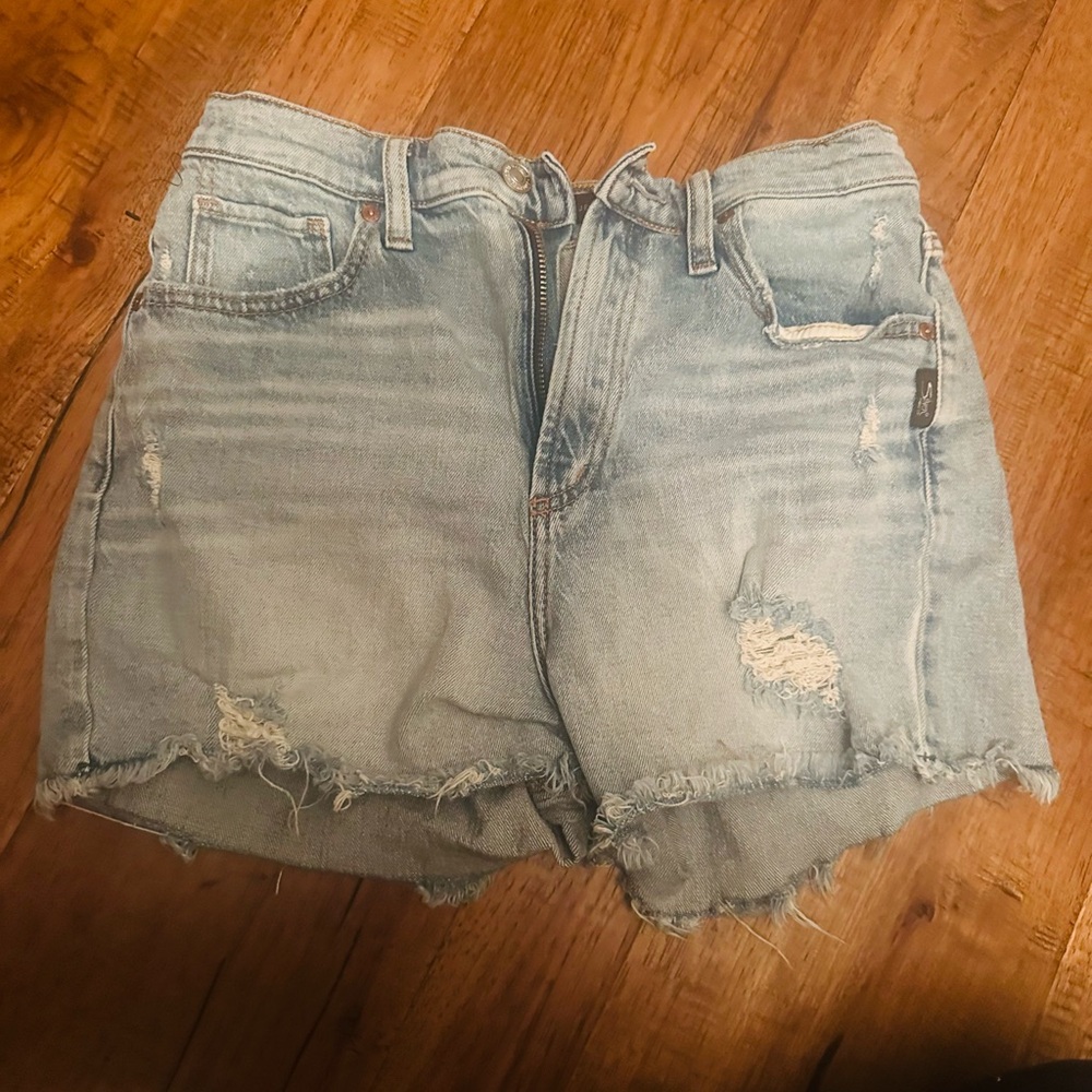 Silver Jeans Light Blue Distressed Jean Shorts